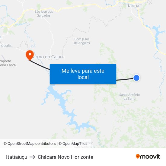 Itatiaiuçu to Chácara Novo Horizonte map