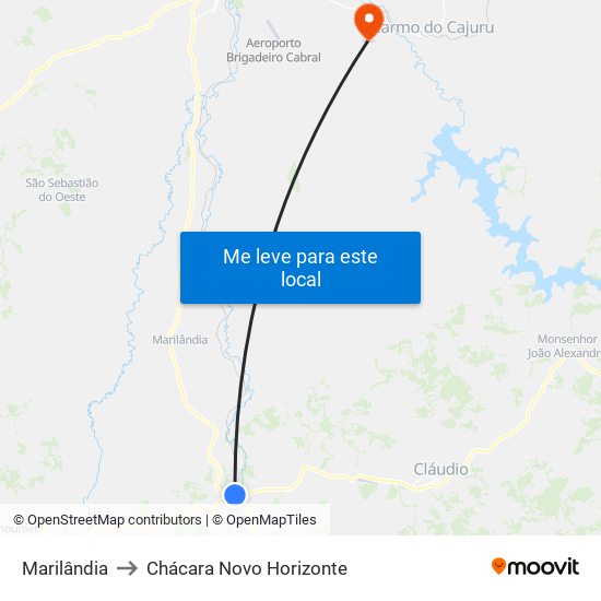 Marilândia to Chácara Novo Horizonte map