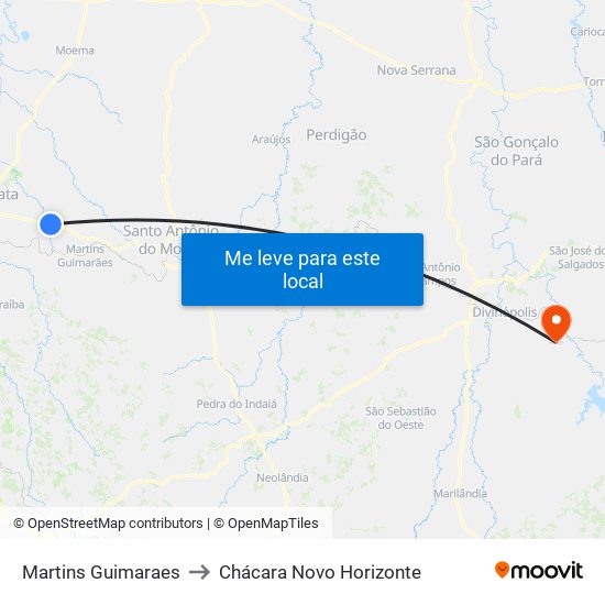 Martins Guimaraes to Chácara Novo Horizonte map