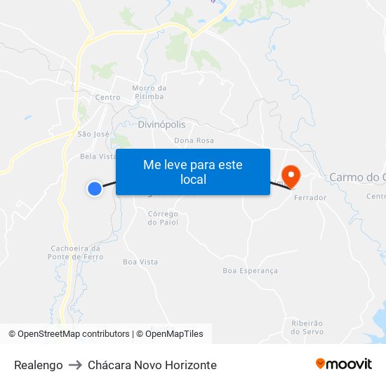 Realengo to Chácara Novo Horizonte map