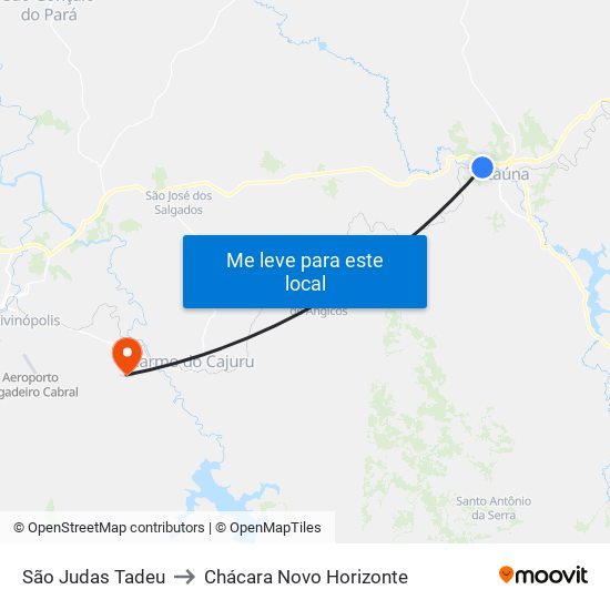 São Judas Tadeu to Chácara Novo Horizonte map