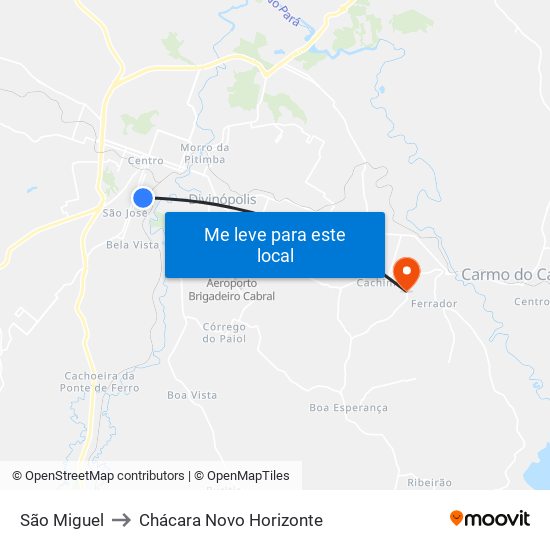 São Miguel to Chácara Novo Horizonte map