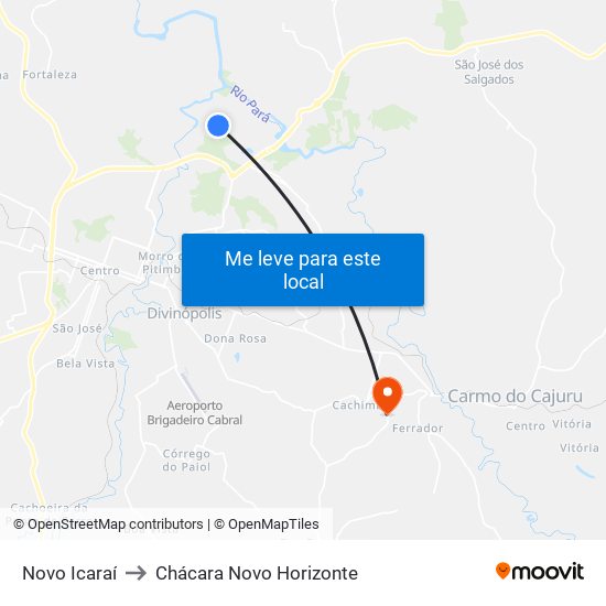 Novo Icaraí to Chácara Novo Horizonte map