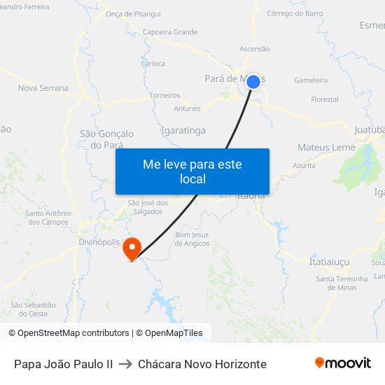 Papa João Paulo II to Chácara Novo Horizonte map