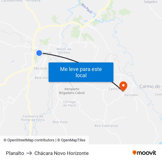 Planalto to Chácara Novo Horizonte map