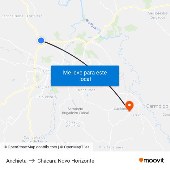 Anchieta to Chácara Novo Horizonte map