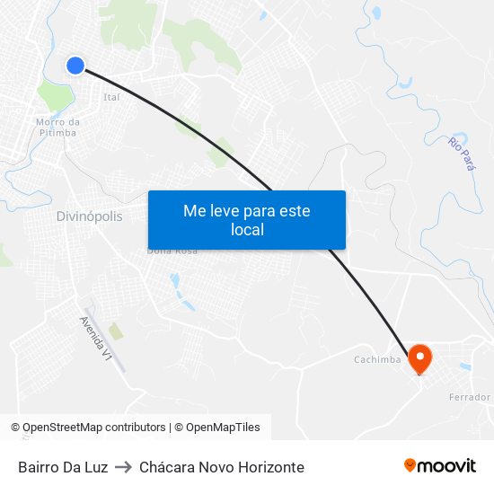 Bairro Da Luz to Chácara Novo Horizonte map