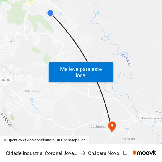 Cidade Industrial Coronel Jovelino Rabelo to Chácara Novo Horizonte map