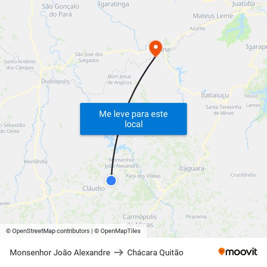 Monsenhor João Alexandre to Chácara Quitão map