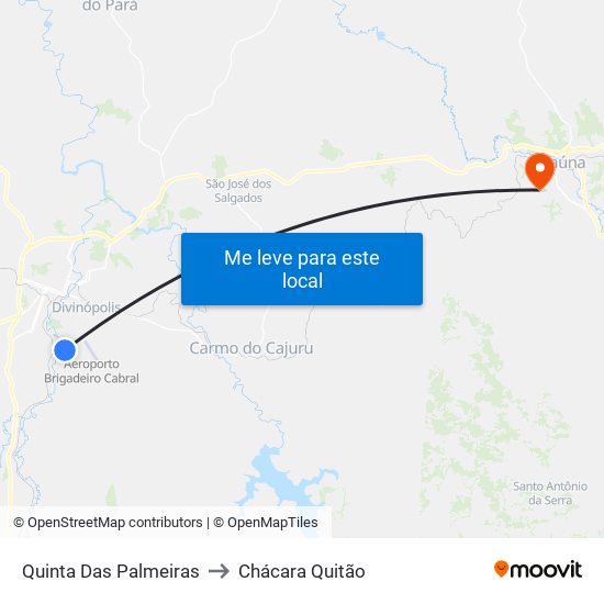Quinta Das Palmeiras to Chácara Quitão map