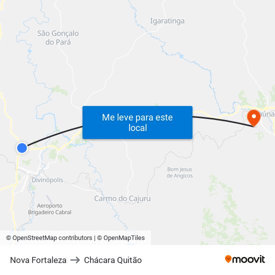 Nova Fortaleza to Chácara Quitão map