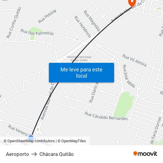 Aeroporto to Chácara Quitão map