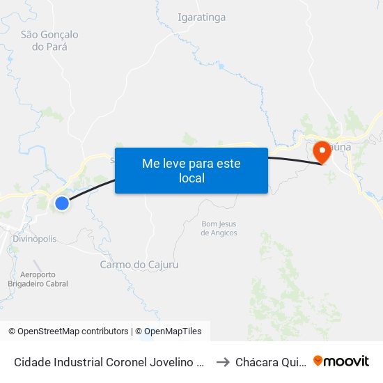 Cidade Industrial Coronel Jovelino Rabelo to Chácara Quitão map