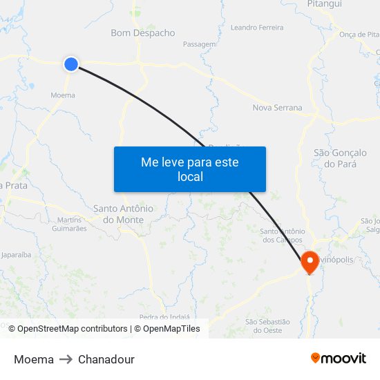 Moema to Chanadour map