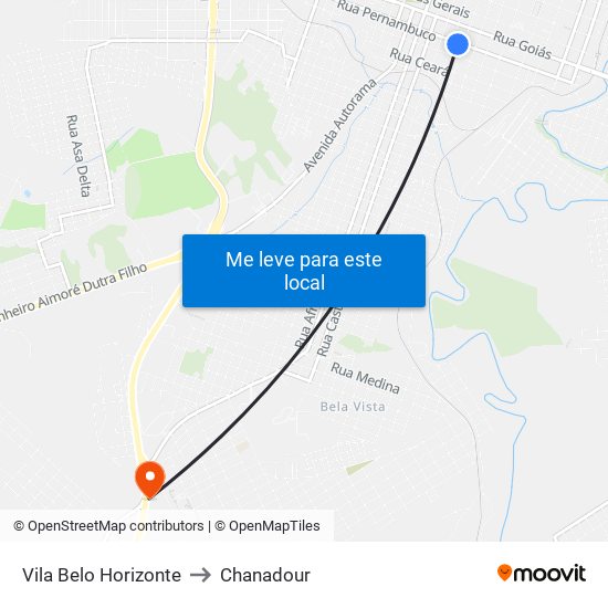 Vila Belo Horizonte to Chanadour map