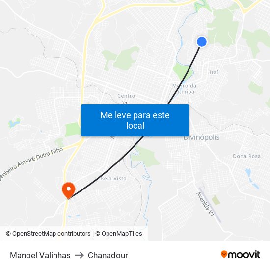 Manoel Valinhas to Chanadour map