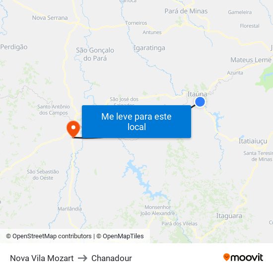 Nova Vila Mozart to Chanadour map