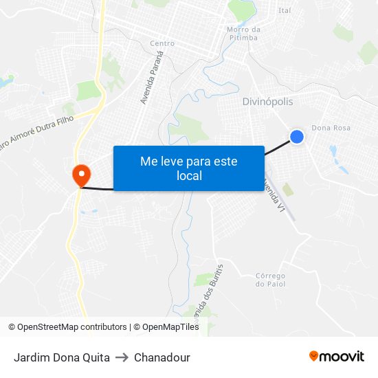 Jardim Dona Quita to Chanadour map