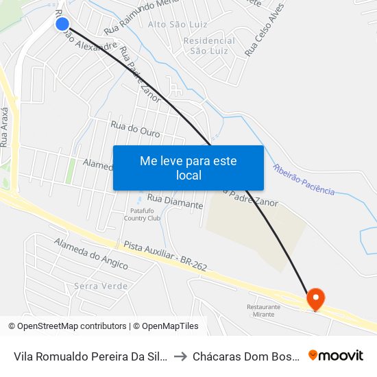 Vila Romualdo Pereira Da Silva to Chácaras Dom Bosco map