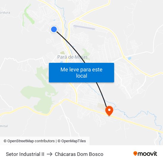 Setor Industrial II to Chácaras Dom Bosco map