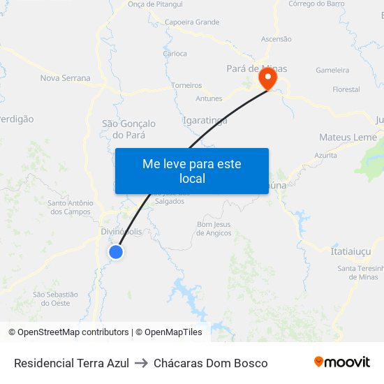 Residencial Terra Azul to Chácaras Dom Bosco map