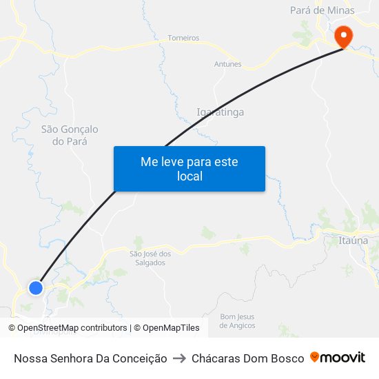 Nossa Senhora Da Conceição to Chácaras Dom Bosco map