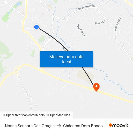 Nossa Senhora Das Graças to Chácaras Dom Bosco map