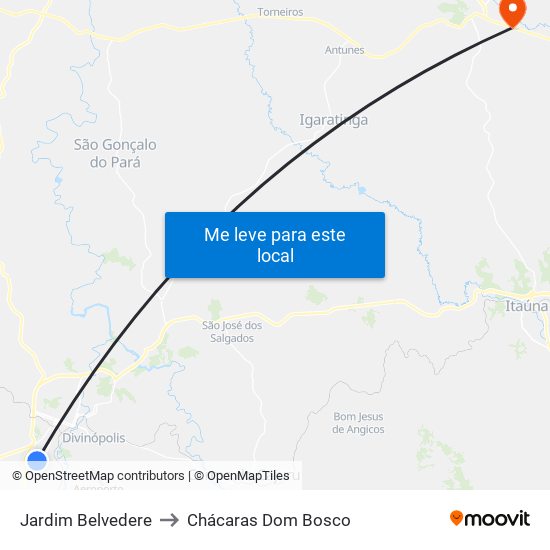Jardim Belvedere to Chácaras Dom Bosco map
