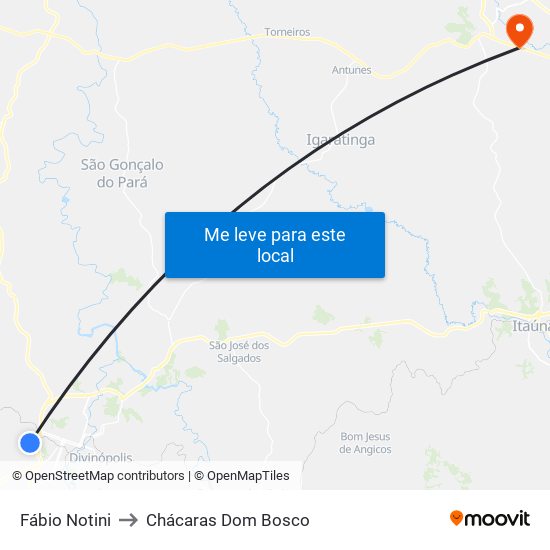Fábio Notini to Chácaras Dom Bosco map