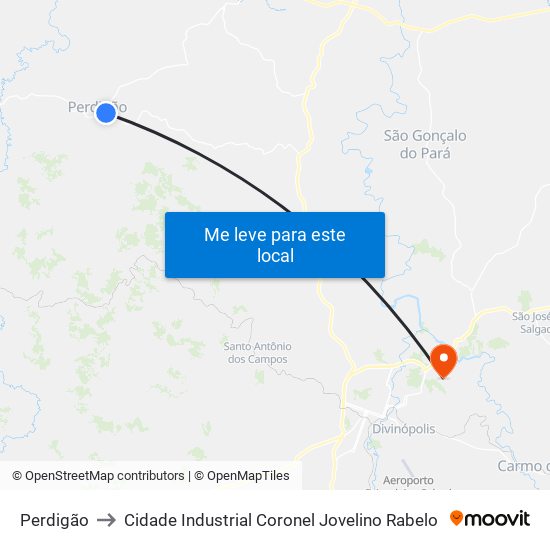 Perdigão to Cidade Industrial Coronel Jovelino Rabelo map