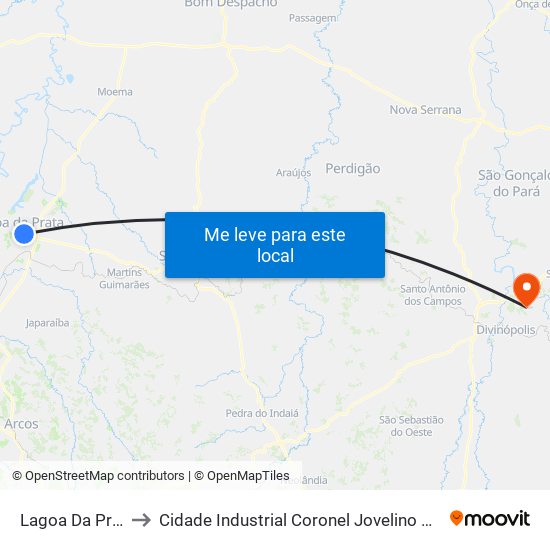 Lagoa Da Prata to Cidade Industrial Coronel Jovelino Rabelo map