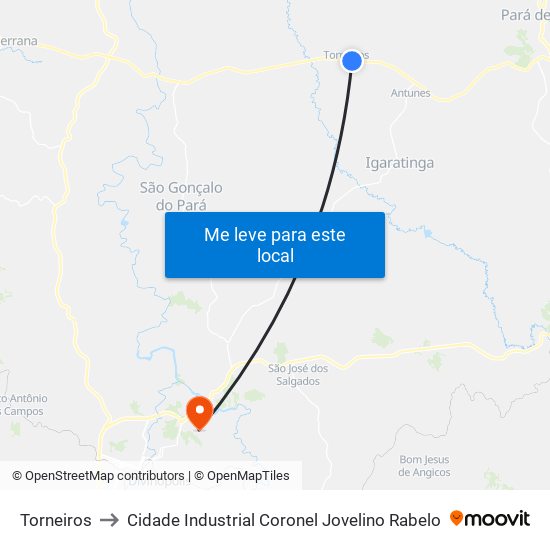 Torneiros to Cidade Industrial Coronel Jovelino Rabelo map