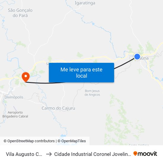 Vila Augusto Chaves to Cidade Industrial Coronel Jovelino Rabelo map