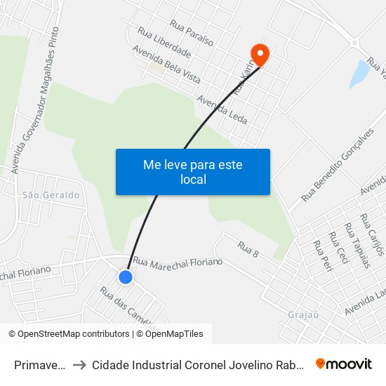 Primavera to Cidade Industrial Coronel Jovelino Rabelo map