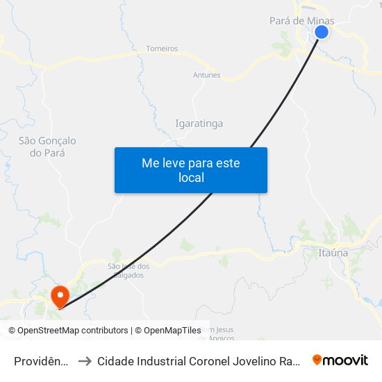 Providência to Cidade Industrial Coronel Jovelino Rabelo map