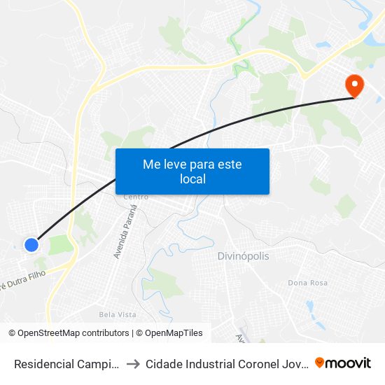 Residencial Campina Verde to Cidade Industrial Coronel Jovelino Rabelo map