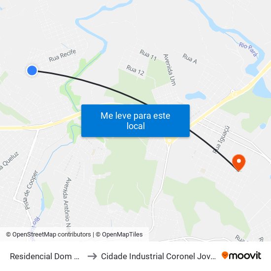 Residencial Dom Cristiano to Cidade Industrial Coronel Jovelino Rabelo map