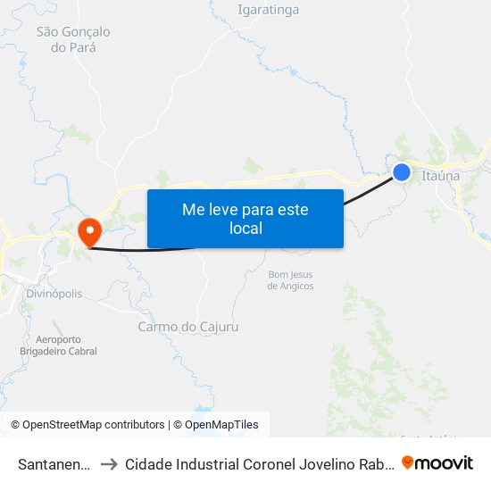 Santanense to Cidade Industrial Coronel Jovelino Rabelo map