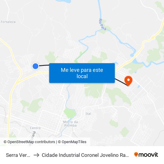 Serra Verde to Cidade Industrial Coronel Jovelino Rabelo map