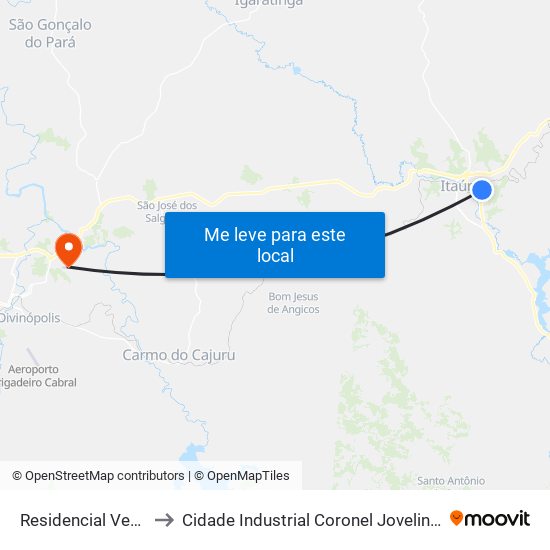 Residencial Veredas to Cidade Industrial Coronel Jovelino Rabelo map
