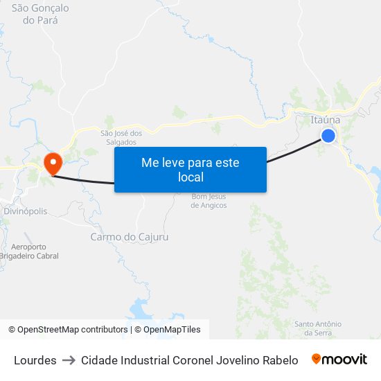 Lourdes to Cidade Industrial Coronel Jovelino Rabelo map