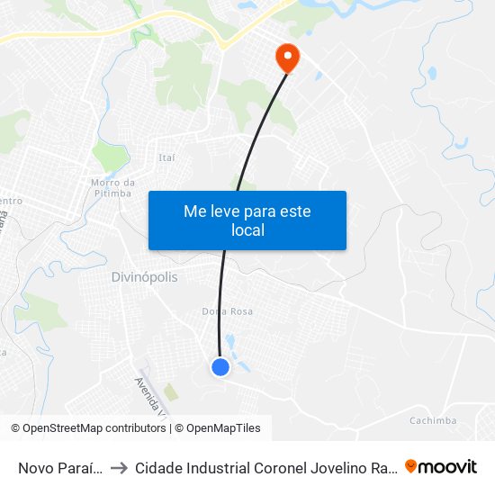 Novo Paraíso to Cidade Industrial Coronel Jovelino Rabelo map