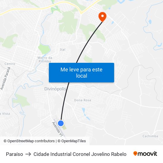Paraíso to Cidade Industrial Coronel Jovelino Rabelo map