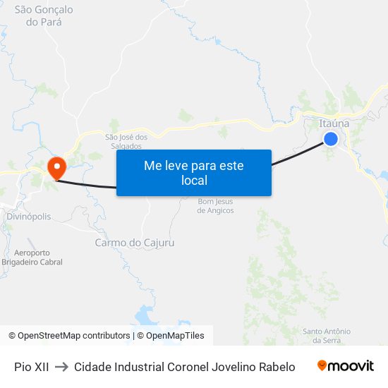 Pio XII to Cidade Industrial Coronel Jovelino Rabelo map