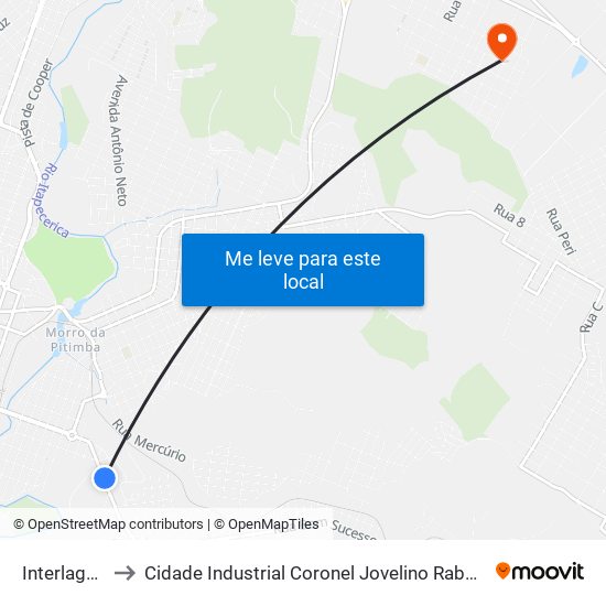 Interlagos to Cidade Industrial Coronel Jovelino Rabelo map