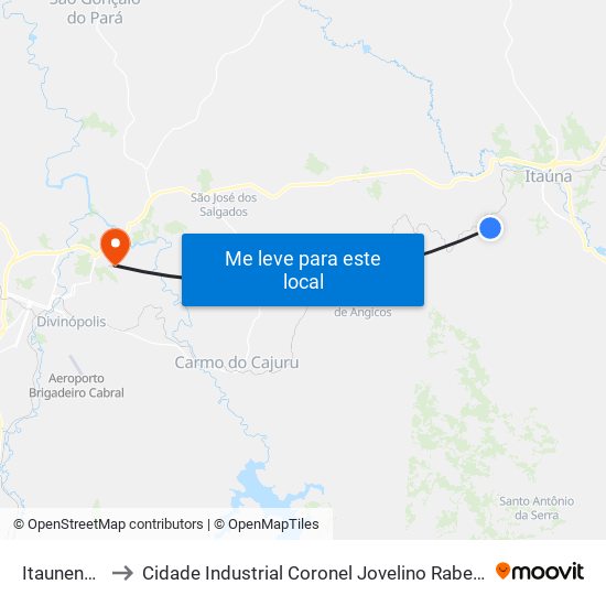 Itaunense to Cidade Industrial Coronel Jovelino Rabelo map