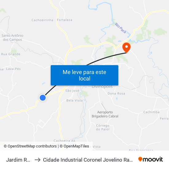 Jardim Real to Cidade Industrial Coronel Jovelino Rabelo map