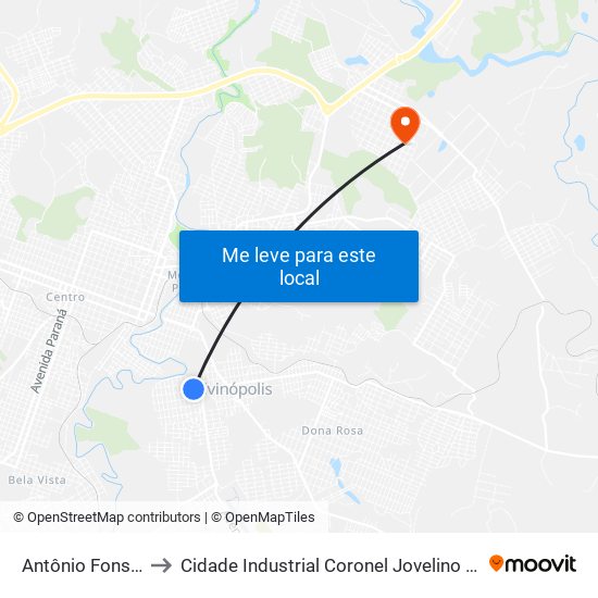 Antônio Fonseca to Cidade Industrial Coronel Jovelino Rabelo map