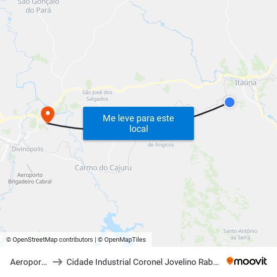 Aeroporto to Cidade Industrial Coronel Jovelino Rabelo map