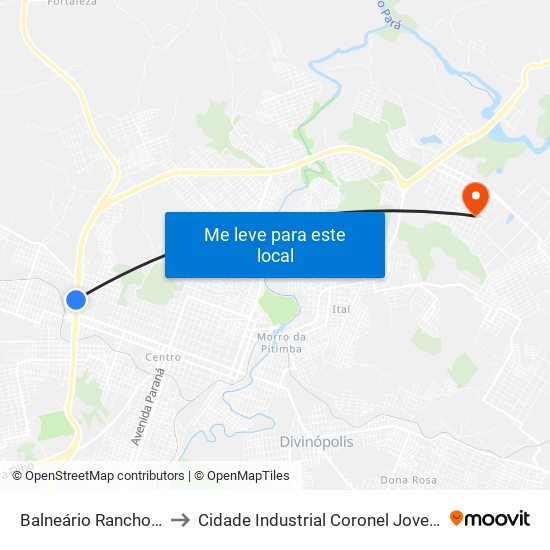 Balneário Rancho Alegre to Cidade Industrial Coronel Jovelino Rabelo map